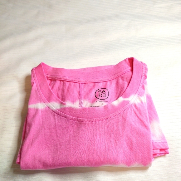 NWT Sage Collective Pink White Tie Dye Hipster Tank Top Size XL - Picture 2 of 6